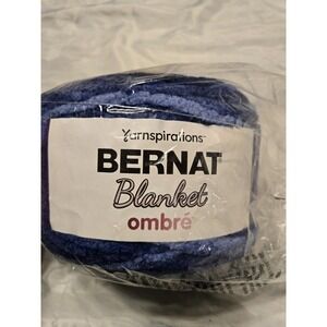 Bernat Blanket Ombre Yarn-Navy Blue Ombre Yarnspirations 1 Skeen/roll 220yd New!